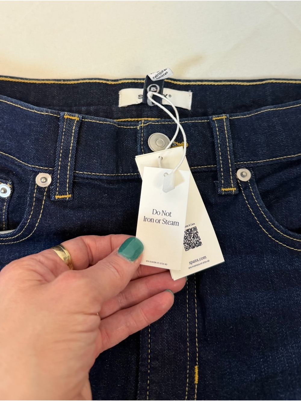 SPANX Women's Straight Leg Jeans in Dark Blue Denim - Picture 5 of 11